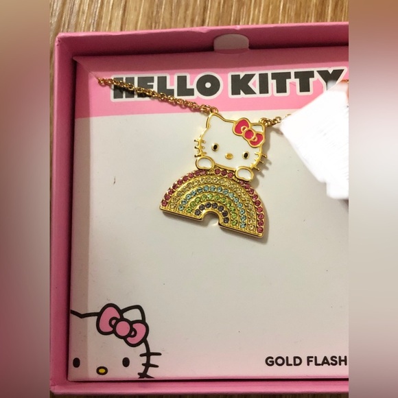 Hello Kitty gold plated hello kitty on a rainbow necklace new - Picture 7 of 8